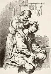 Ein Arzt führt eine Operation durch, aus 